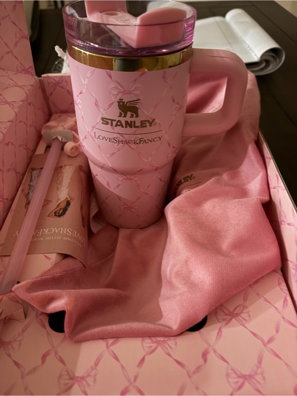 Stanley Pink Travel Tumbler with Matching Pink Sleeve